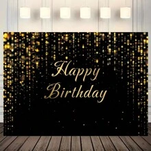 1 tấm phông nền sinh nhật sang trọng màu đen và vàng, thiết kế tiệc sinh nhật đen và vàng, phù hợp để trang trí sinh nhật và tiệc tùng, phông nền chụp ảnh bằng polyester cho tiệc trong nhà/ngoài trời. - Nhiều màu - Xem 5