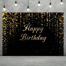 1 tấm phông nền sinh nhật sang trọng màu đen và vàng, thiết kế tiệc sinh nhật đen và vàng, phù hợp để trang trí sinh nhật và tiệc tùng, phông nền chụp ảnh bằng polyester cho tiệc trong nhà/ngoài trời. - Nhiều màu - Xem 3
