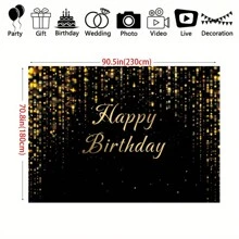 1 tấm phông nền sinh nhật sang trọng màu đen và vàng, thiết kế tiệc sinh nhật đen và vàng, phù hợp để trang trí sinh nhật và tiệc tùng, phông nền chụp ảnh bằng polyester cho tiệc trong nhà/ngoài trời. - Nhiều màu - Xem 4