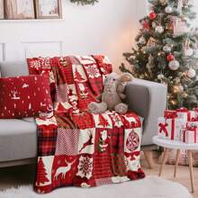 Christmas Throw 50x60 Inches Blanket Soft Reindeer Santa Blankets Flannel Fleece Red Snowflake Blanket Warm Winter Holiday Blanket For Couch,Bed