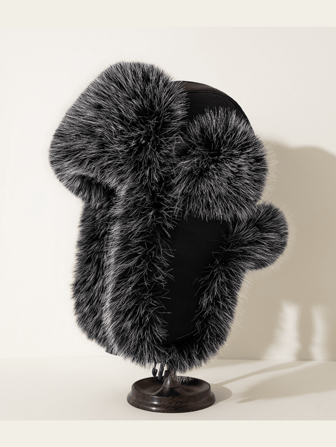 1pc Plush New Adult Faux Fox Fur Ushanka Hat, Thickened North East Dog Skin Cap For Men, Warm Ear Protection, Anti-Wind Riding Cap