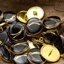 6 件金色山茶花金属纽扣，JK 制服风格，学校大学西装外套复古骑士皇冠纽扣