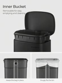 SONGMICS Kitchen Bin 30L, Pedal Bin, Rubbish Bin With Soft-Close Lid And Inner Bucket, Steel, White, Black