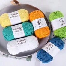 4 件，材质：60% 棉，40% 腈纶，重量：42 克/捆，加捻精梳棉纱，DIY 手工编织毛衣、钩针编织、毛绒玩具、围巾等手工艺品 - 彩色 - 查看 1