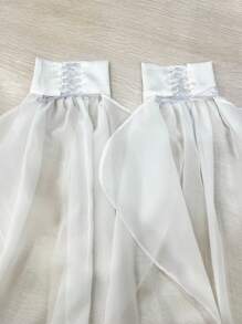 1 件白色雪纺泡泡袖，带抽绳，及踝长度新娘配饰袖口秋季配饰 - 彩色 - 查看 7