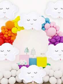 4pcs 75cm White Cloud Shaped Balloons, Suitable For Helium Inflated Floating Decoration For Birthday Party - White - View 7