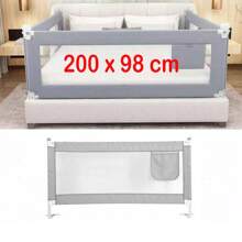 200cm Bed Guard Folding Child Toddler Bed Rail Protection Guard UK - Grey - View 1