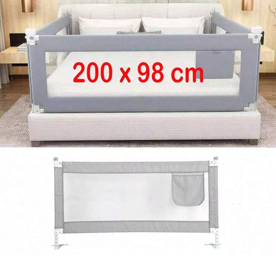 200cm Bed Guard Folding Child Toddler Bed Rail Protection Guard UK - Grey - View 1