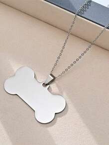 1pc New Customized Stainless Steel Dog Bone Necklace, Personalized Glossy Metal Titanium Steel Accessories, A Great Gift. - Multicolor - View 2