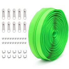 1 Set = 4.5M Zipper + 10 Zipper Pulls + 20 Top Stops + 10 Bottom Stops, #5 Nylon Zippers, 85 Color Options, Suitable For Garments, Bags, Home Textiles, Bedding