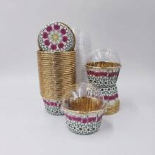Set , 50/100pcs Disposable Paper Baking Cups, Disposable Cupcake Cups With Lids, Heat Resistant Glossy Cupcake Liners, Muffin Cups