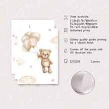 3pcs Children's Room Cartoon Bear Decoration Poster Hanging Picture Suitable For Kindergarten Toy City Wall Shanghai Newspaper Printing High Definition Canvas Material Mural Optional Frame