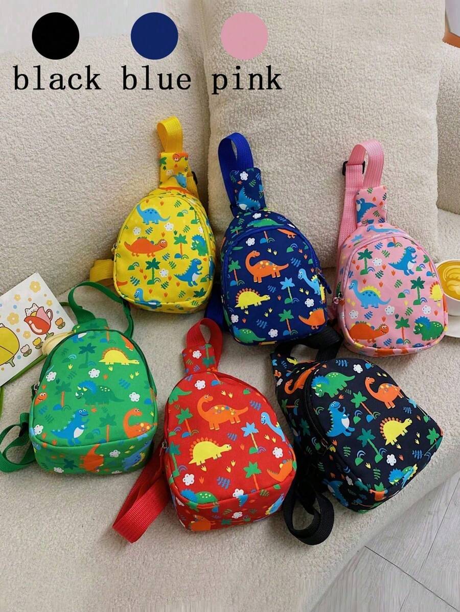 1 件装尼龙拉链封口包，带有可爱的恐龙图案，零钱包，胸包，适合所有场合，舒适且可调节的肩带，多功能，适合玩耍，是送给朋友和亲戚的完美礼物