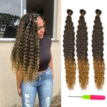 24-Inch 3-Pack Women's Deep Wave Curly Crochet Wig, Soft Curly Crochet Wig For Bohemian Braided Hairstyle - Multicolor - View 24