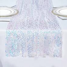 1 pièce Chemin de table pailleté et scintillant thème sirène, convient pour fête d'anniversaire, dîner, décoration de fête de princesse sirène pour hommes et femmes