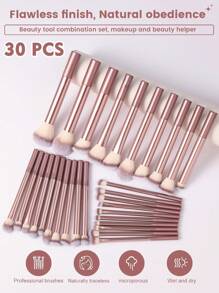 24/30/39/44/49/54/55PCS Makeup Tools Set Including:1pc Multi-Functional Zipper Toiletry And Cosmetic Bag Waterproof+ Makeup Brush Set+5PCS Makeup Sponges+5PCS Mini Makeup Sponges+5PCS Triangle Powder Puffs+5PCS Mini Air Cushion Powder Puffs+1pc Hairband+2PCS Hand Bowl Strap+1pc Makeup Brush Cleaning Tools - 彩色 - 查看 2