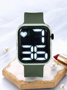 Kids Square Colorful Lighting Electronic Watches, Sports E-Watch Suitable For Daily Life & Gift-Giving - Army Green - View 4