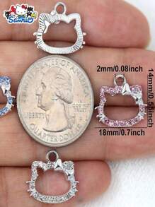 Sanrio Colgante con Charm de Hello Kitty de Sanrio para hacer joyas, aretes, pulseras, colgantes, collares, marcadores de puntada, manualidades, adornos de gato brillante con strass para manualidades DIY (Variados)