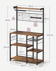 VASAGLE Baker's Racks - Marron Rustic, Noir - View 8