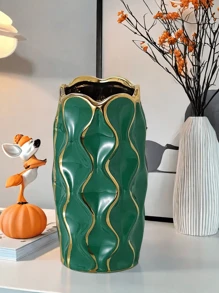 1pc Ceramic Vase, White Vase For Home Decor,Decorative Flower Vase, Vertical Stripe Ceramic Vases For Home Decor, Bedroom, Office, Living Room, Bathroom, Tabletop Decor, Centerpiece