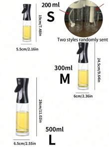 1 件/2 件简约防漏油喷雾瓶，空气炸锅，沙拉，烧烤，食用油分配器 - 黑色 - 查看 2