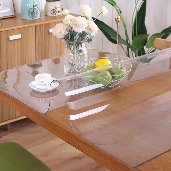 Tovaglia trasparente in PVC da 1,0 mm di spessore, nuova, morbida, resistente ai graffi e al calore, semplice ed elegante, adatta per tovaglie da tavola per casa, hotel, tavolo da pranzo, tavolo da tè, 1 pezzo