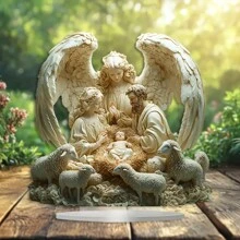 Soporte de exhibición de acrílico de 10x8 pulgadas con escena navideña bohemia, adecuado para decoración del hogar y la oficina, regalo de Navidad ideal, escarabajo de madera laqueado, sin texto, se adapta a porche y habitación
