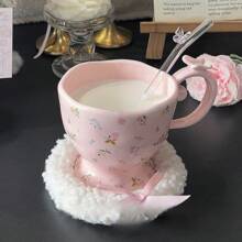 Caneca de cerâmica criativa e fofa de 380 ml, copo de água minimalista e de grande capacidade para a volta às aulas