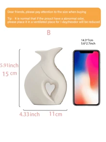 Ensemble de 2 vases en céramique blanche, vase en forme de cœur, finition texturée, décor de style campagnard, décoration pour la maison, la chambre, le bureau, le salon, la salle de bain, meilleur cadeau de la Saint-Valentin (blanc)