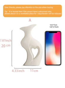 Ensemble de 2 vases en céramique blanche, vase en forme de cœur, finition texturée, décor de style campagnard, décoration pour la maison, la chambre, le bureau, le salon, la salle de bain, meilleur cadeau de la Saint-Valentin (blanc)
