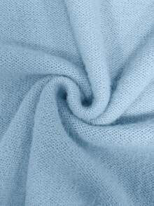 Winter Clothes For Women's Casual Solid Color Loose Fit Batwing Drop Shoulder Sleeve Round Crew Neckline Warm Knit Sweater Pullover - Blue - View 10