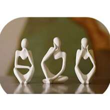 3 件微型抽象人物雕像，树脂工艺装饰品，适用于办公室、派对装饰、小礼物 - 彩色 - 查看 10