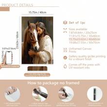 1pc Rustic Jesus And Horse Canvas Art, Gentlemanly Jesus Comforting Standing Horse, Wood/Pine Frame, Perfect For Bedroom, Living Room, Office Decor, Vertical Wall Hanging Print Gift- Posters,Wall Art,Room Decoration Stuff - Multicolor - View 17