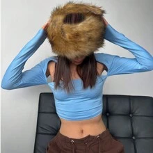 Furry Hollow Hat, Faux Fur, Fox Fur Hat Hoop Headband, Brimless Hat