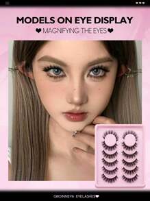 GROINNEYA 6 Pairs False Eyelashes Manga Lashes Cat Eye Lashes Faux Mink Eyelashes Fox Eye Eyelashes Natural Full Lashes Cosplay Travel Essentials Makeup Tools (8-25) Strip Lashes,Lashes,Eyelashes,Fake Lashes - Black - View 5