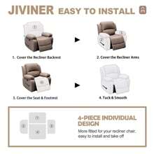 Stretch Recliner Slipcover Latest Jacquard Recliner Chair Cover With Side Pocket Anti-Slip Fitted Recliner Cover Couch Furniture Protector With Elastic Bottom - Navy Blue - View 6