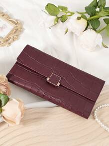 勃艮第包 Charry 红色包 酒红色包 时尚女士零钱包 三折 多卡槽 大容量 多功能钱包 女士优雅折叠卡槽和拉链口袋 女士钱包 钱包 长款钱包