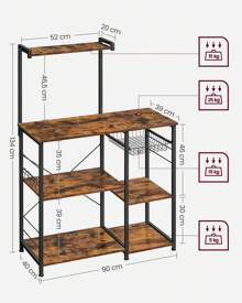 VASAGLE Baker's Racks - مارون روستيك، نوير - مشاهدة 6