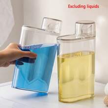 1/2pcs Simple Transparent Laundry Powder Sub-Packaging Bottle, Moisture-Proof Sealed Laundry Detergent Dispenser, Laundry Soap Container For Liquid Detergent And Fabric Softener, Laundry Room Organizer, Bathroom Accessories - Transparent - View 12