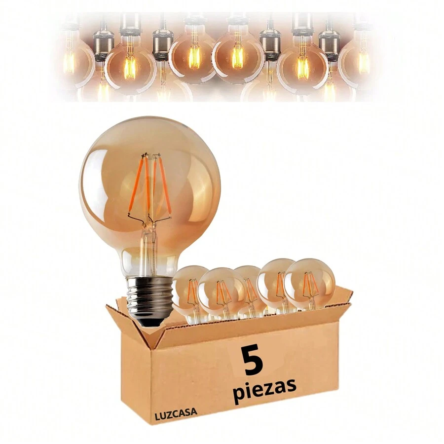 LUZCASA 10 Vintage Edison Retro LED Spotlight 12w Amber Globe G95 E27 Screw
