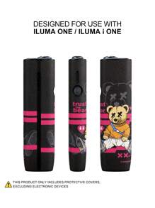 1 unidade de capa protetora decorativa antiqueda para IQO ILUMA/ILUMA I ONE ILUMAPRIME, caixa para 20 HeatSticks, acessório de moda, superfície em couro PU multicolorido com estampa de urso de anime Argyle, proteção completa de 360 graus, absorção de impacto, antiderrapante, ideal para fumantes, presente criativo para namorado(a) em aniversários, Ano Novo, Dia dos Namorados e Natal.