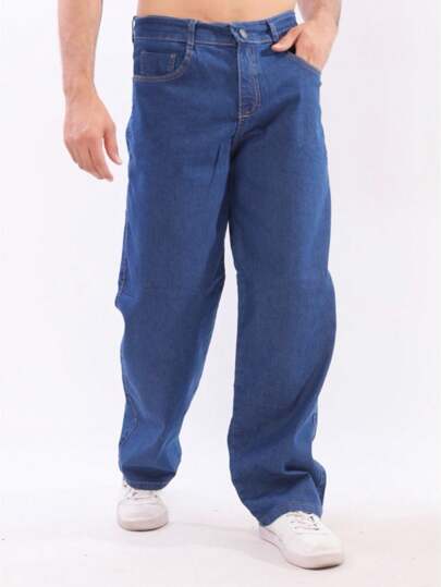 Calça Masculina Balão Denim Boca Larga Streetwear Skate Final de Ano