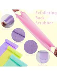 1pc Long Back Scrubber With Elastic Drawstring, Nylon Thickened Exfoliating Body Wash Cloth For Home Bath - Multicolor - View 5