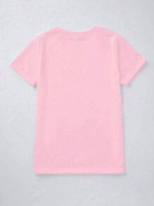 Camiseta de cuello redondo con estampado de oso, camiseta casual de manga corta para primavera y verano, ropa para mujer
