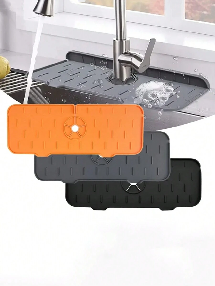 1/3 tấm thảm nhỏ giọt vòi nước bằng silicon - Thảm bảo vệ bồn rửa chống thấm nước và chống trượt cho nhà bếp và phòng tắm, thảm chống bắn nước vòi nước, thảm bồn rửa, đồ trang trí nhà bếp, đồ trang trí nhà cửa, hoàn hảo cho lễ Halloween, Giáng sinh, Lễ tạ ơn, Ngày của mẹ, quà tặng tốt nghiệp, thảm chống trượt - Nhiều màu - Xem 1