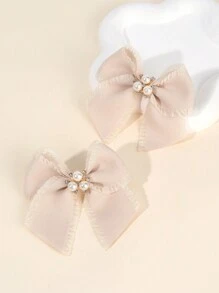 2pcs/6pcs Pearl Bow Hair Clips For Girls,Fabric Alligator Clips Hair Bows For Girls,Fashion Hair Accessories For Girls Party Gifts - Bow Hairpin - View 5