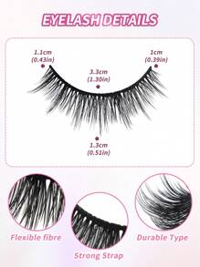 5pairs CC Curl Faux Mink Hair Fluffy False Eyelashes With Leaf-Shaped Tray, Natural Looking, Thick And Soft, Reusable, Individual Packaging, Makeup Tool For Beauty - 自然纖長款 - 查看 5