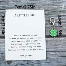 1 件/2 件时尚创意四叶草幸运钥匙扣派对小礼物，配有简约优雅的拥抱卡，可爱钥匙链环包背包吊坠汽车钥匙吊坠圣帕特里克节朋友纪念礼物、理想的魅力礼物、友谊礼物、生日礼物、陪伴礼物、节日派对礼物，给他人也送一份幸运四叶草礼物汽车配件包饰学校字母哥特 Y2k 包配件挂绳带身份证夹汽车配件包饰 - 彩色 - 查看 7