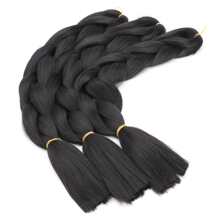 合成编织发预拉伸大号辫子接发 24 英寸 Kanekalon 发适用于非洲辫子 100 克 - 黑色 - 查看 7