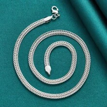 925 Silver Plated Snake Bone Chain 20-24 Inch Necklace For Women Wedding Party Gifts Fashion Jewelry - Silver - View 3
